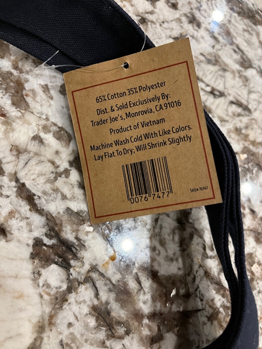 Trader Joe's Cream and Dark Blue Canvas mini Tote Bag - Picture 3 of 3